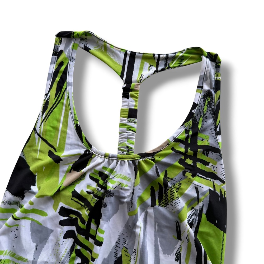 Charlotte Russe Women's M Lime Green Abstract Racerback Banded Long Tank Top Y2K